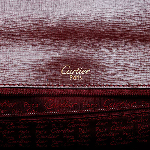 CARTIER Must Do Leather Top Handle Handbag Red WS21162
