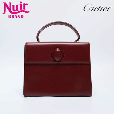CARTIER Must Do Leather Top Handle Handbag Red WS21162