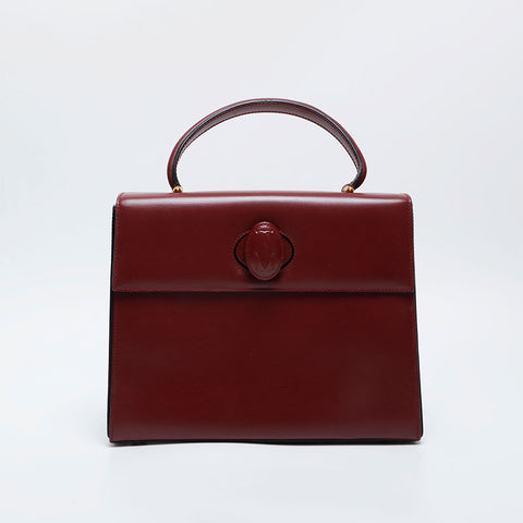 CARTIER Must Do Leather Top Handle Handbag Red WS21162