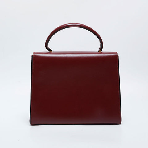 CARTIER Must Do Leather Top Handle Handbag Red WS21162