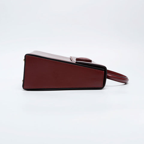 CARTIER Must Do Leather Top Handle Handbag Red WS21162