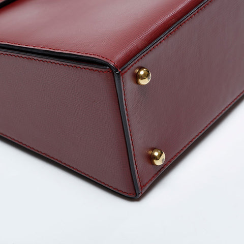 CARTIER Must Do Leather Top Handle Handbag Red WS21162