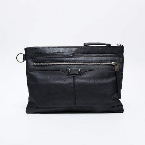 BALENCIAGA Leather Envelope Clutch bag black WS21165