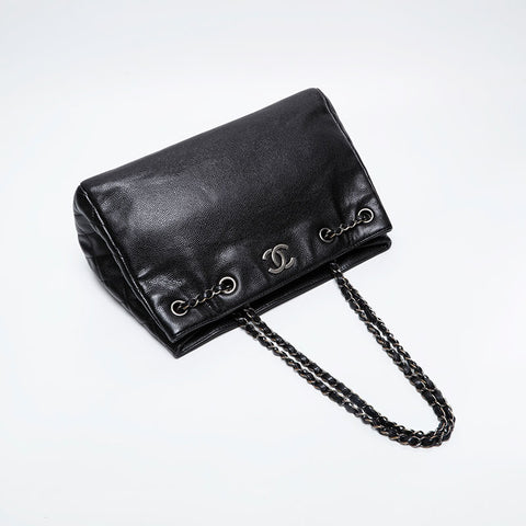CHANEL No. 22 2016-2017 Caviar Tote Chain Shoulder Bag black WS21169