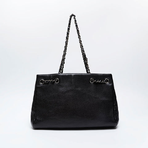 CHANEL No. 22 2016-2017 Caviar Tote Chain Shoulder Bag black WS21169