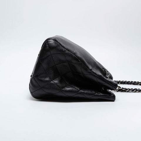 CHANEL No. 22 2016-2017 Caviar Tote Chain Shoulder Bag black WS21169