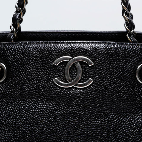 CHANEL No. 22 2016-2017 Caviar Tote Chain Shoulder Bag black WS21169