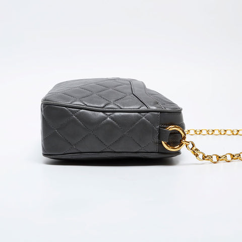 CHANEL COCO Mark No. 2 1991-1994 Lambskin Chain Tassel Shoulder Bag gray WS21170