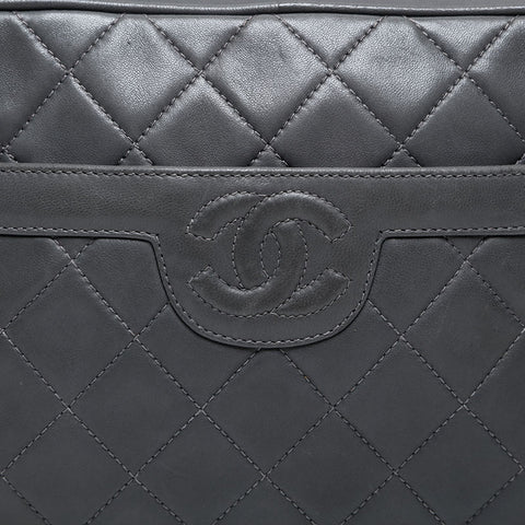 CHANEL COCO Mark No. 2 1991-1994 Lambskin Chain Tassel Shoulder Bag gray WS21170