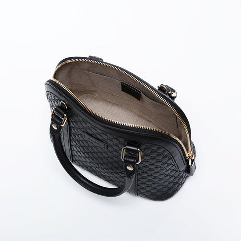 GUCCI Micro GG Shima Leather 2way Shoulder Bag black WS21171