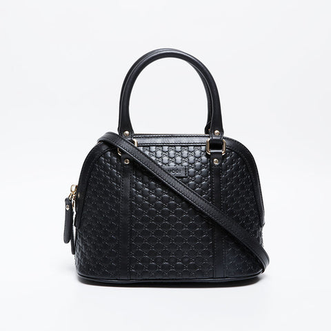 GUCCI Micro GG Shima Leather 2way Shoulder Bag black WS21171