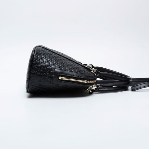 GUCCI Micro GG Shima Leather 2way Shoulder Bag black WS21171