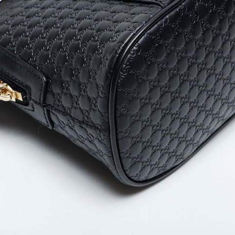 GUCCI Micro GG Shima Leather 2way Shoulder Bag black WS21171