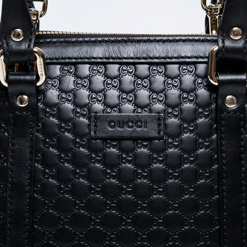 GUCCI Micro GG Shima Leather 2way Shoulder Bag black WS21171