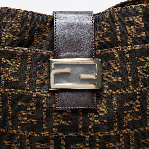 FENDI Canvas Zucca Mamma Shoulder Bag Brown WS21172