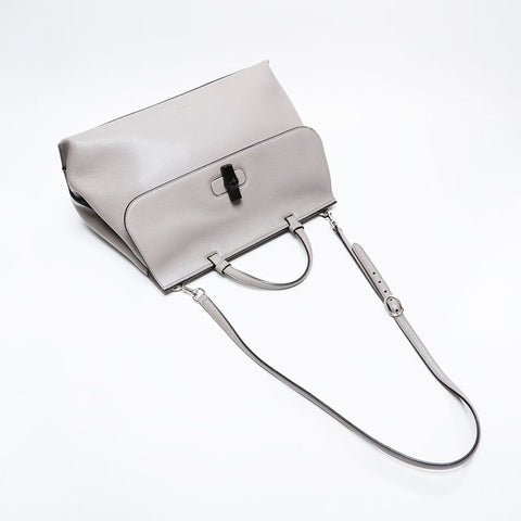 GUCCI Bamboo Daily Leather 2way Large Shoulder Bag gray WS21176