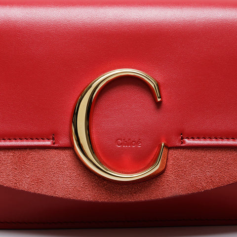 クロエ Chloe レザー C クラッチ チェーン ショルダーバッグ ピンク WS21178