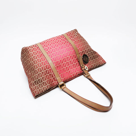 フェンディ FENDI キャンバス ズッキーノ トート ショルダーバッグ ピンク WS21179