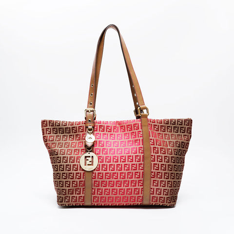 フェンディ FENDI キャンバス ズッキーノ トート ショルダーバッグ ピンク WS21179
