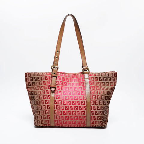 フェンディ FENDI キャンバス ズッキーノ トート ショルダーバッグ ピンク WS21179