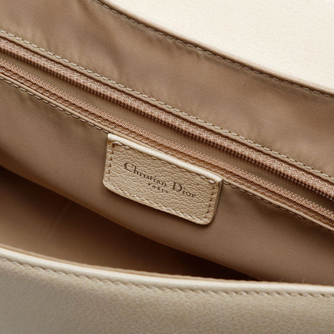 Christian Dior Leather Saddlebag Shoulder Bag beige WS21180