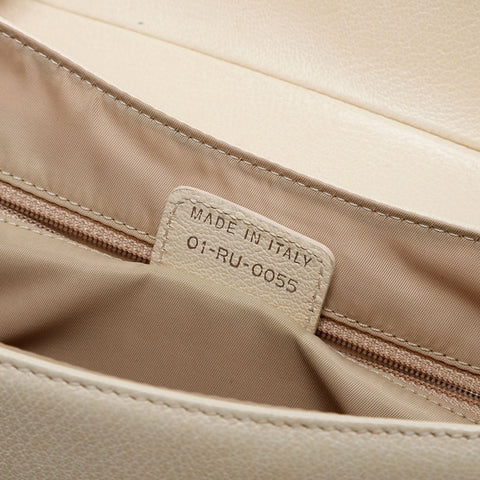 Christian Dior Leather Saddlebag Shoulder Bag beige WS21180