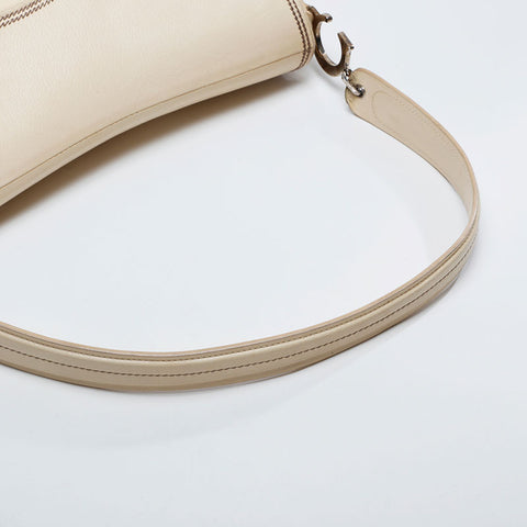 Christian Dior Leather Saddlebag Shoulder Bag beige WS21180