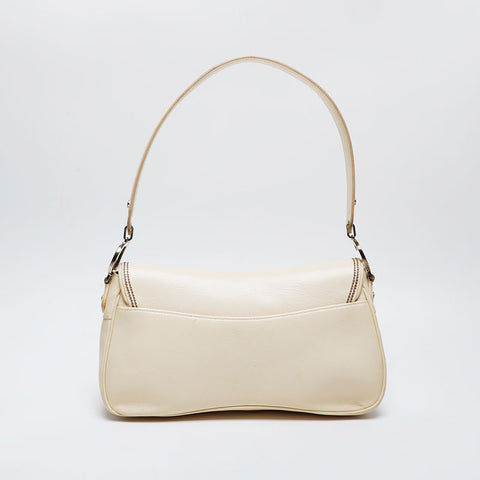 Christian Dior Leather Saddlebag Shoulder Bag beige WS21180