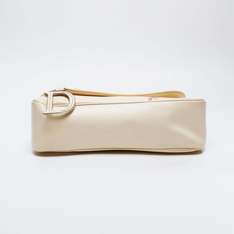 Christian Dior Leather Saddlebag Shoulder Bag beige WS21180