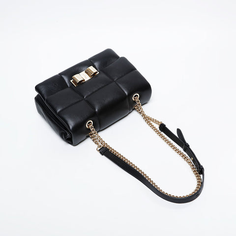 Salvatore Ferragamo Matelasse Vara Padetto链条肩带黑色WS21187