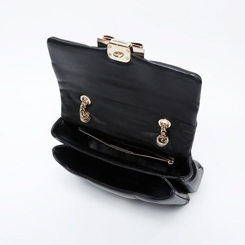 Salvatore Ferragamo Matelasse Vara Padetto链条肩带黑色WS21187