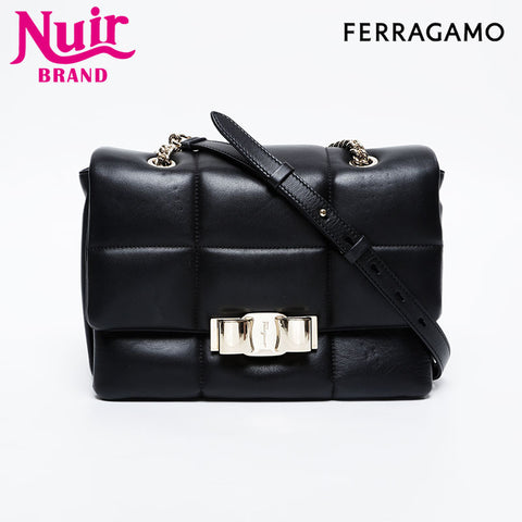 Salvatore Ferragamo Matelasse Vara Padetto链条肩带黑色WS21187