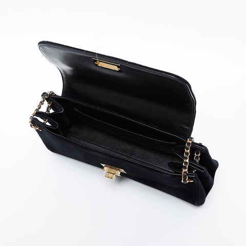香奈儿（Chanel No. 7）2002-2003 Velor Chocolate Bar 2.55肩带黑色WS21191