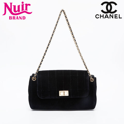 香奈儿（Chanel No. 7）2002-2003 Velor Chocolate Bar 2.55肩带黑色WS21191