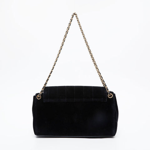 Chanel n ° 7 2002-2003 Barbacée de chocolat en velours 2,55 Sac d'épaule noir WS21191