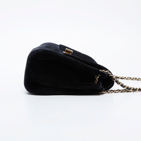 香奈儿（Chanel No. 7）2002-2003 Velor Chocolate Bar 2.55肩带黑色WS21191