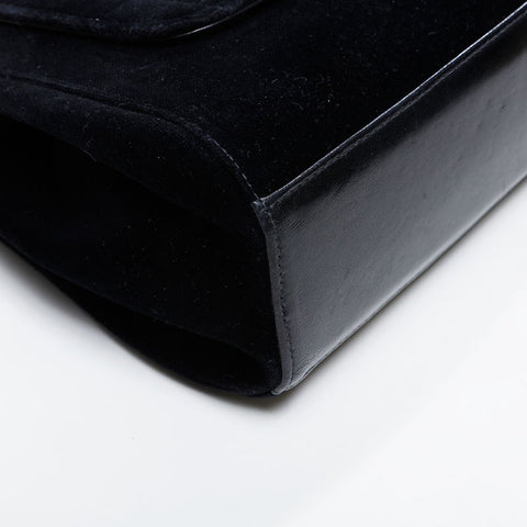 Chanel n ° 7 2002-2003 Barbacée de chocolat en velours 2,55 Sac d'épaule noir WS21191