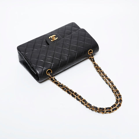 香奈儿第3号1994-1996 Lambskin Matelasse 9.8“双瓣肩带黑色WS21193