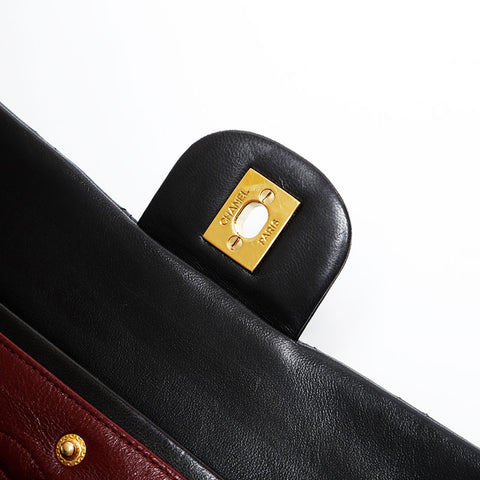 香奈儿第3号1994-1996 Lambskin Matelasse 9.8“双瓣肩带黑色WS21193