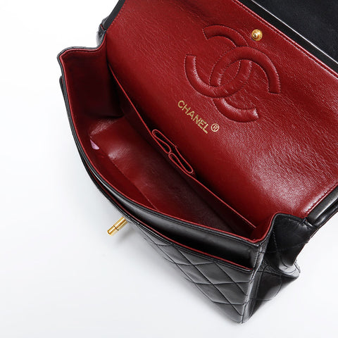 香奈儿第3号1994-1996 Lambskin Matelasse 9.8“双瓣肩带黑色WS21193