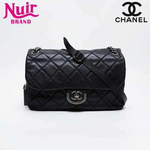 香奈儿（Chanel）第18系列2013-2014野生针迹matelasse gunalasse银色金属肩袋黑色WS21196