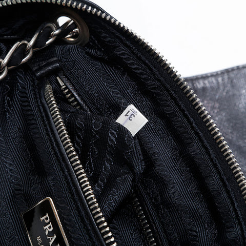 Prada Nylon链缝Tessuto肩带黑色WS21205