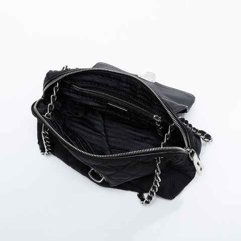 Prada Nylon链缝Tessuto肩带黑色WS21205