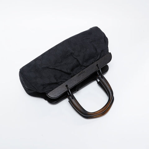 Gucci GG帆布竹手提包黑色WS21208