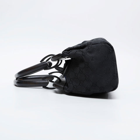 Gucci GG帆布竹手提包黑色WS21208