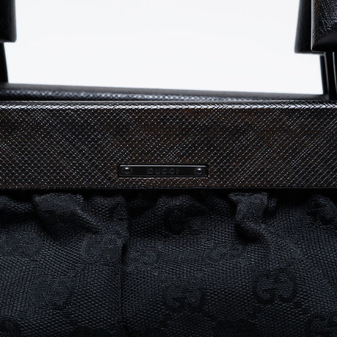 Gucci GG帆布竹手提包黑色WS21208