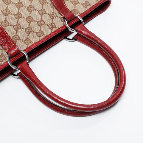 Gucci GG帆布和皮革手提包米色WS21209