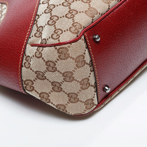 Gucci GG帆布和皮革手提包米色WS21209