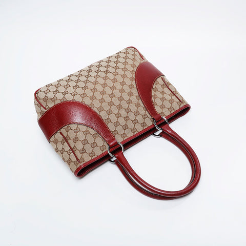 Gucci GG帆布和皮革手提包米色WS21209