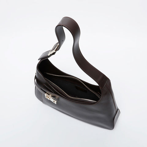 Salvatore Ferragamo Gancini one belt leather Shoulder Bag Brown WS21213